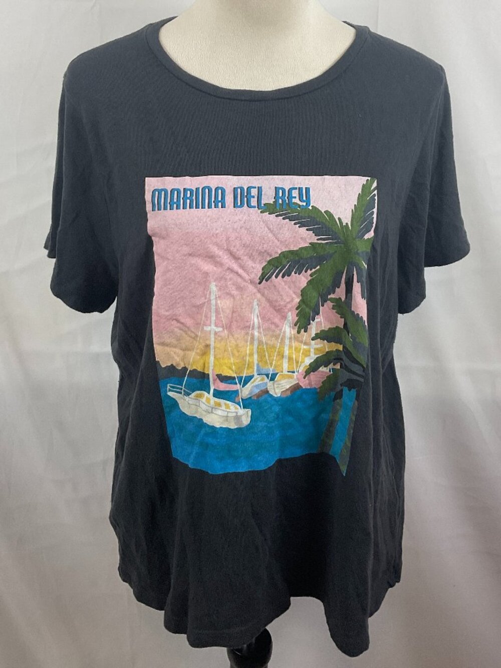 Marine Layer Women's T-Shirt XL Charcoal Gray Marina Del Rey